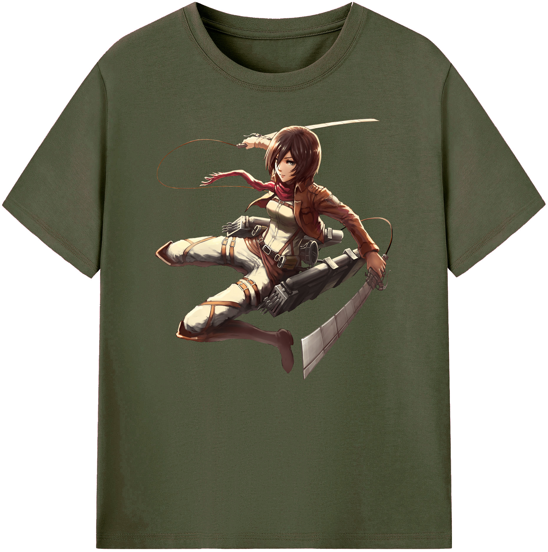 （画像用） 進撃の巨人 ミカサ·アッカーマン Attack on Titan Mikasa Ackerman 綿100％ メンズ半袖Tシャツ｜肌触りやわらか＆通気性